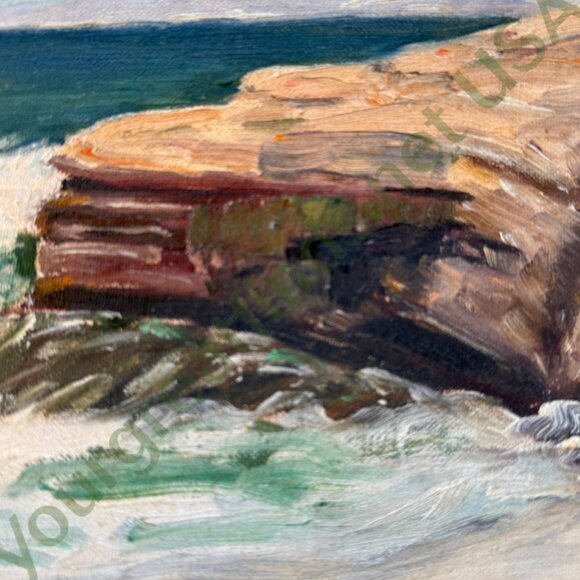 Mid-Century Original Acrylic Painting Crashing Waves BN Knoles - Picture 6 of 10